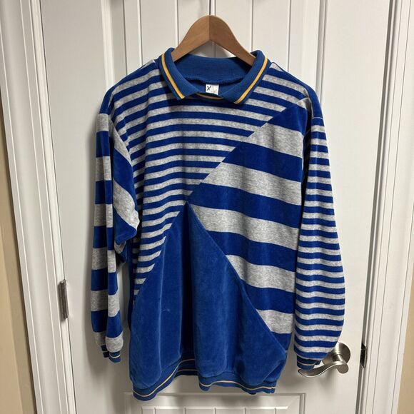 Vtg Jantzen Men’s Sweater Large Collared 1/4 Button Striped Long Sleeve Pullover - Picture 1 of 3